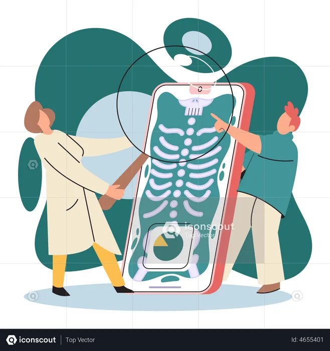 Examen radiographique en ligne par un médecin  Illustration