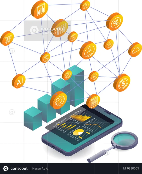 비즈니스 성장 네트워크 조사  일러스트레이션