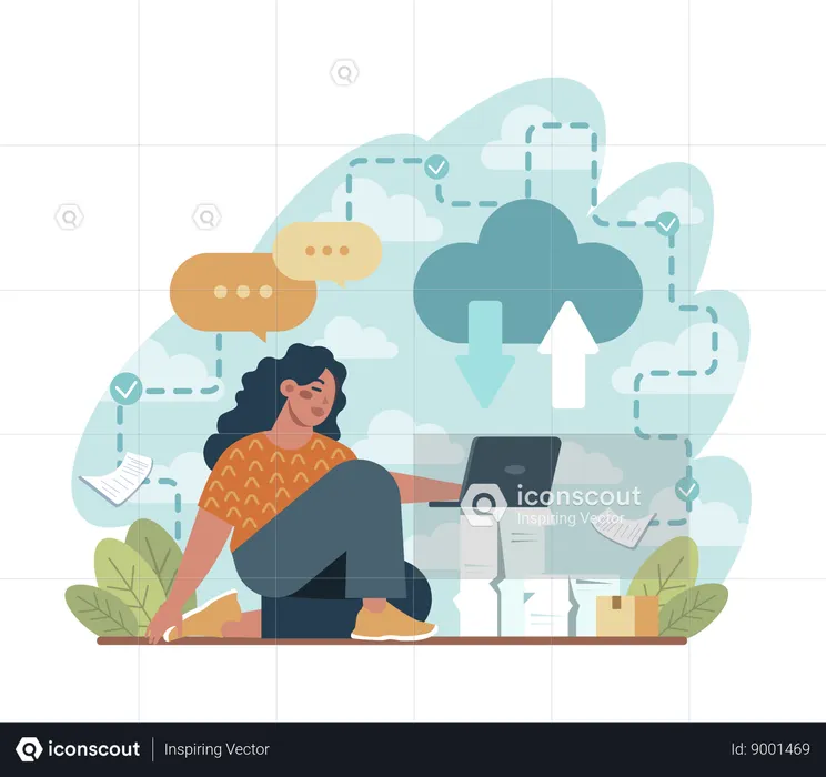 Exchange data from cloud  Illustration
