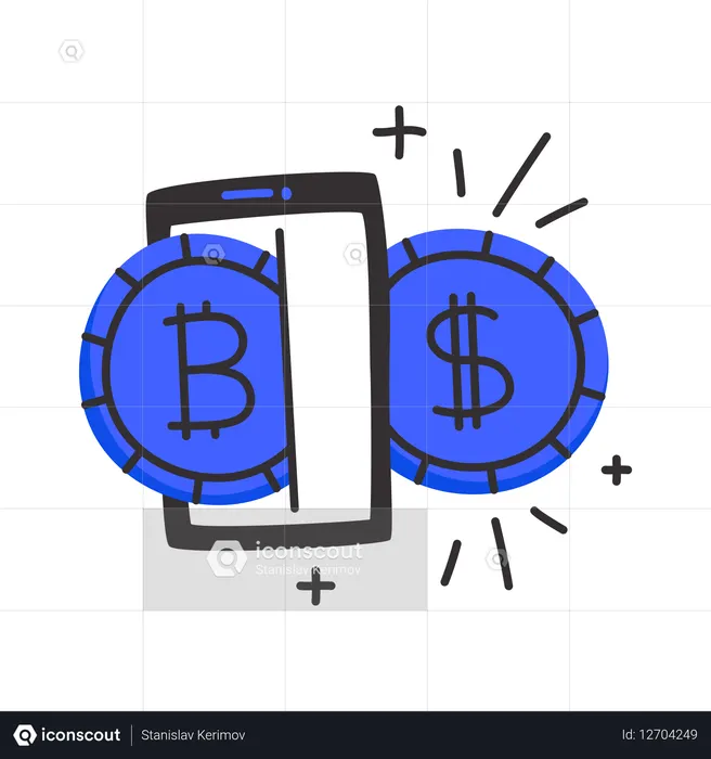 Exchange of cryptocurrency for money  Illustration