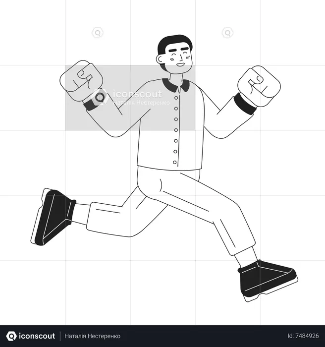 Excited african american male jumping  Illustration