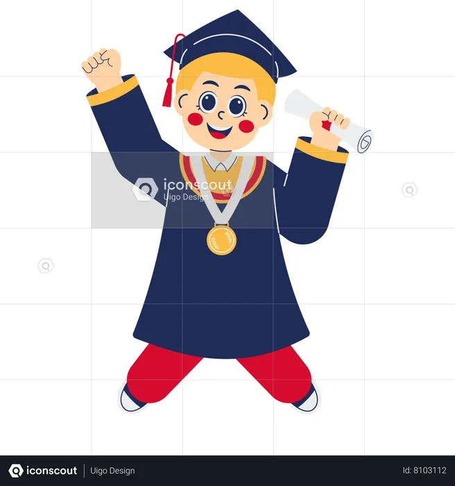 Excited Boy At Graduation  Illustration