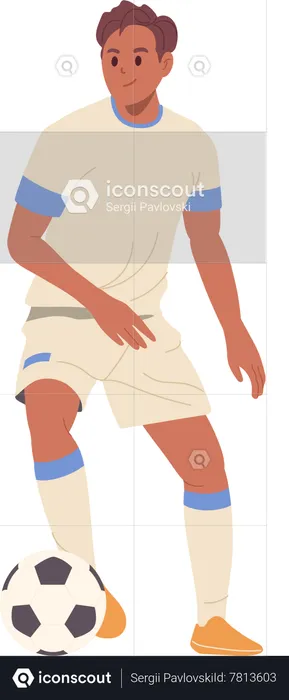 Excited forward football player running with ball  Illustration