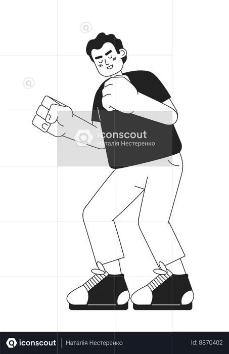 Excited man clenching fists  Illustration