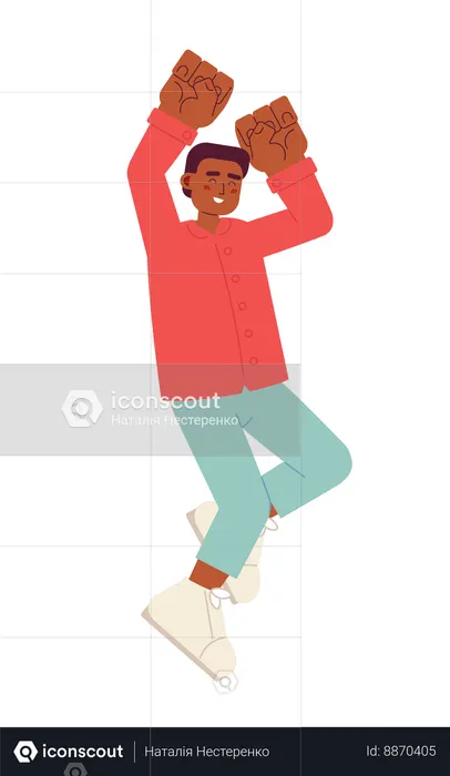 Excited man clenching fists  Illustration