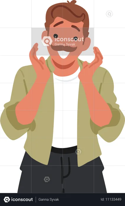 Excited man giving pose  Illustration