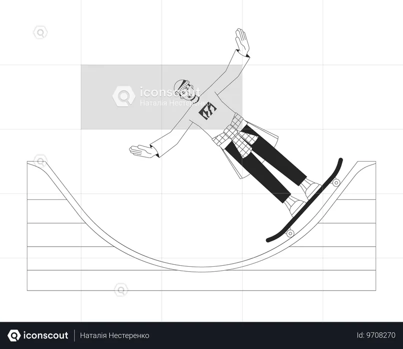 Excited man on skateboard  Illustration