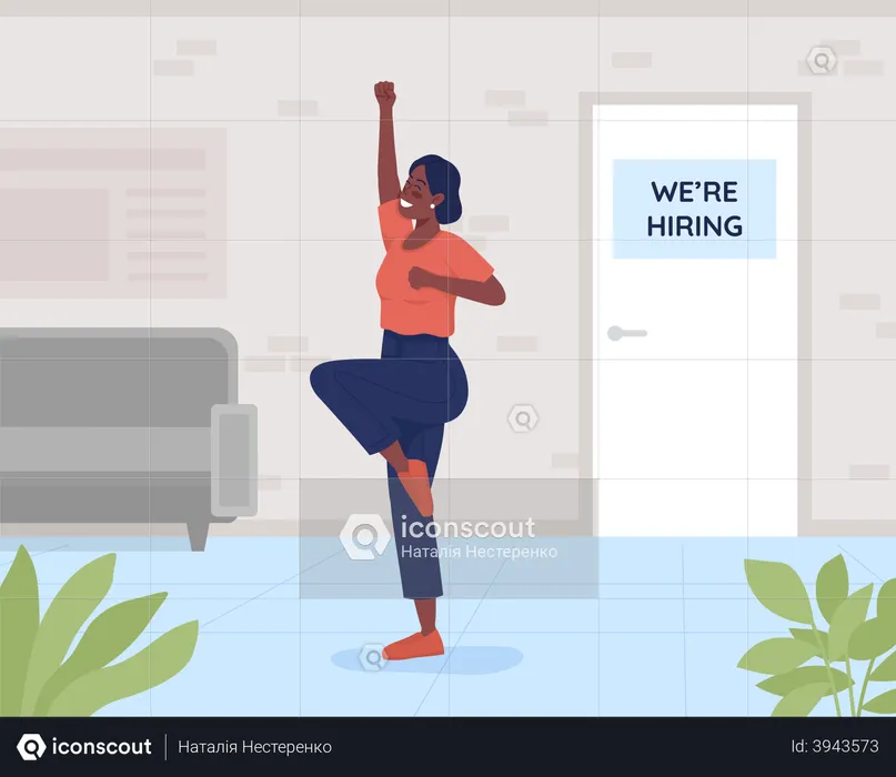 Excited new employee Accepted for work position  Illustration