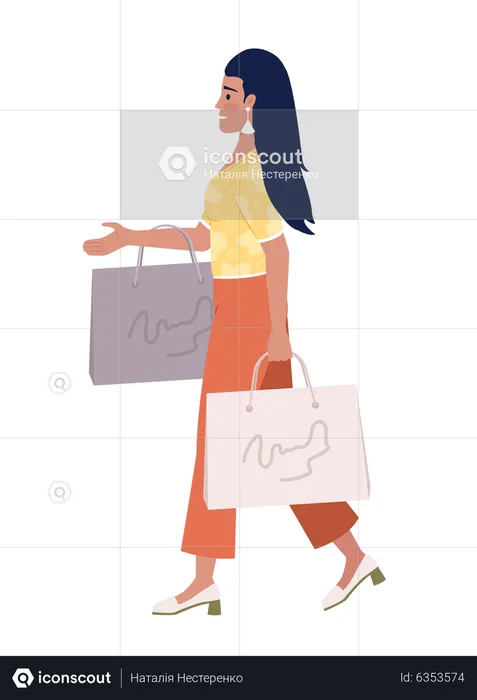 Excited stylish lady with shopping packages  Illustration