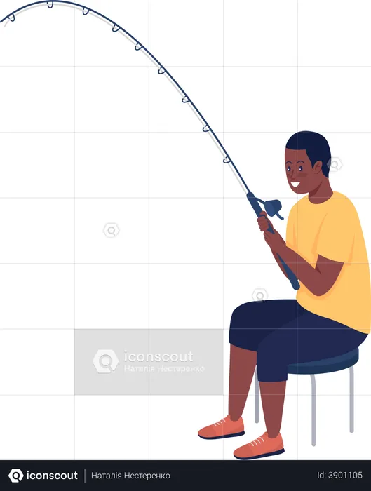 Excited teenage fisherman  Illustration