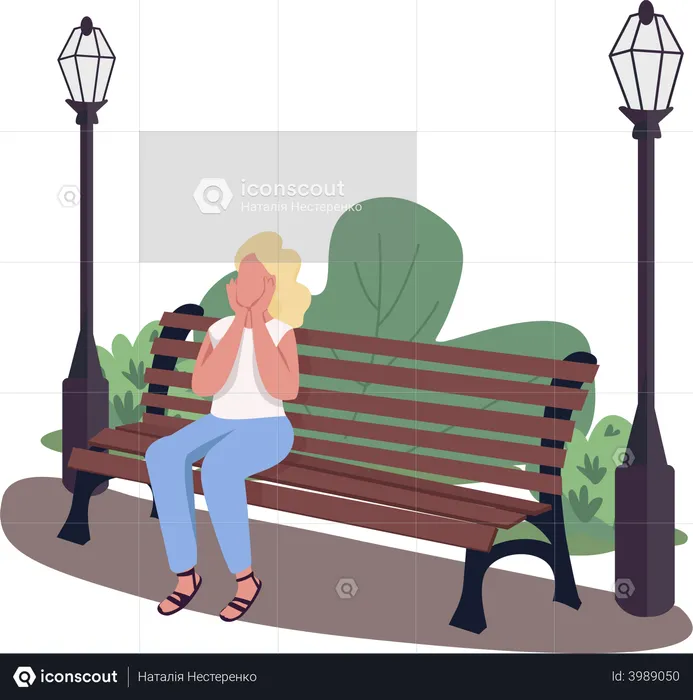Excited woman visiting park  Illustration