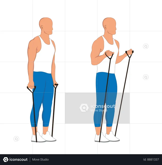 Exercício de alongamento de homem fitness  Ilustração