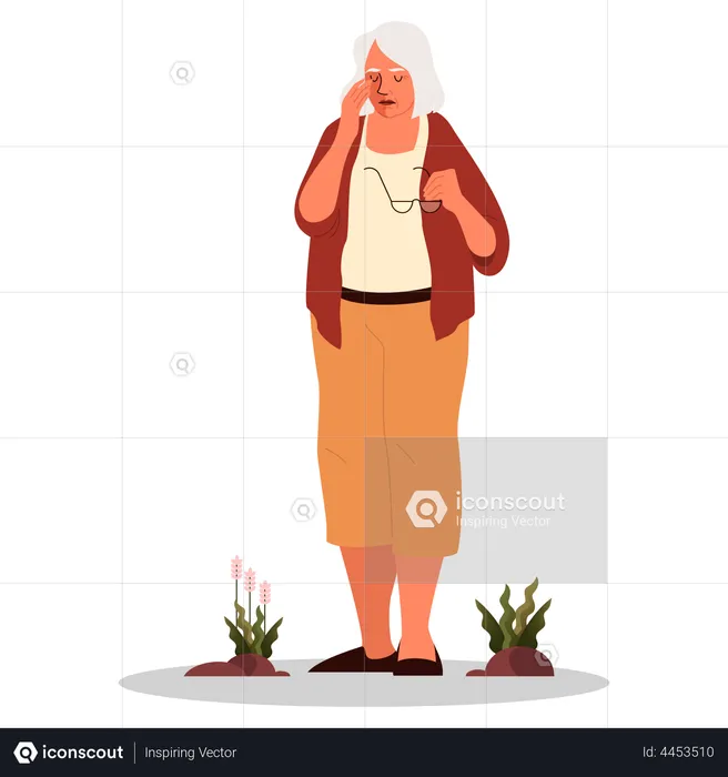 Exhausted Aged Woman  Illustration