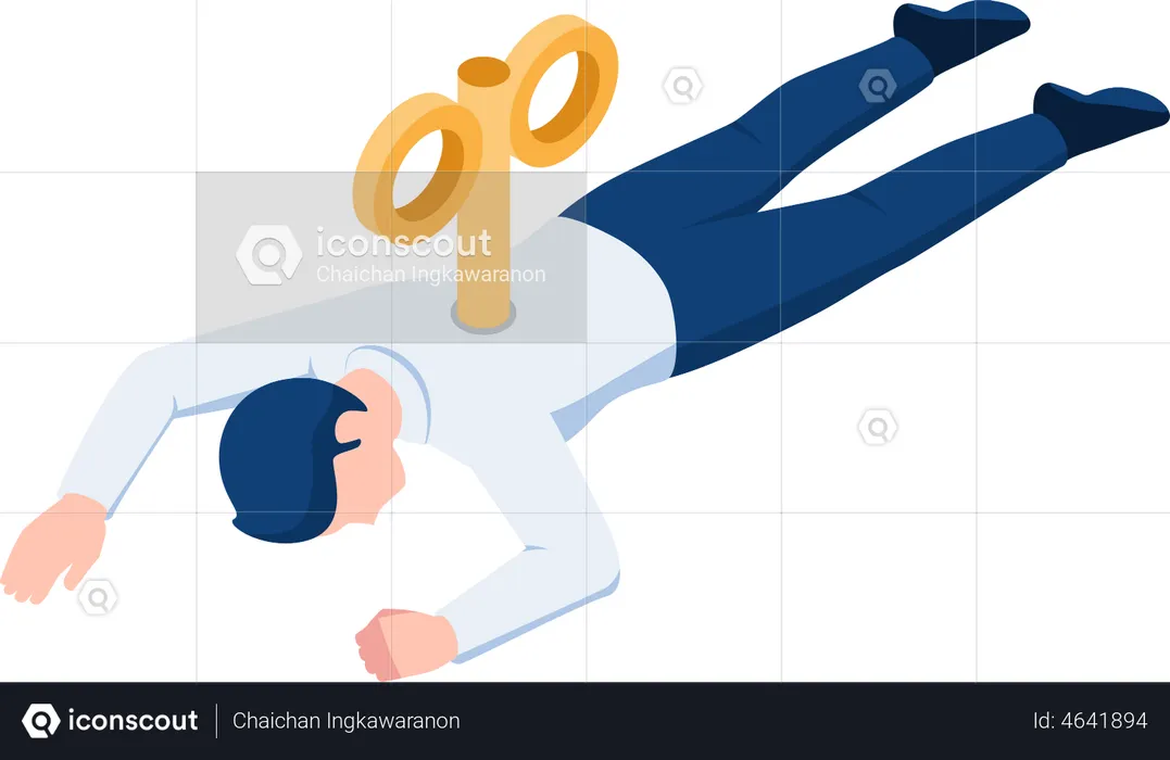 Exhausted businessman Hard working  Illustration