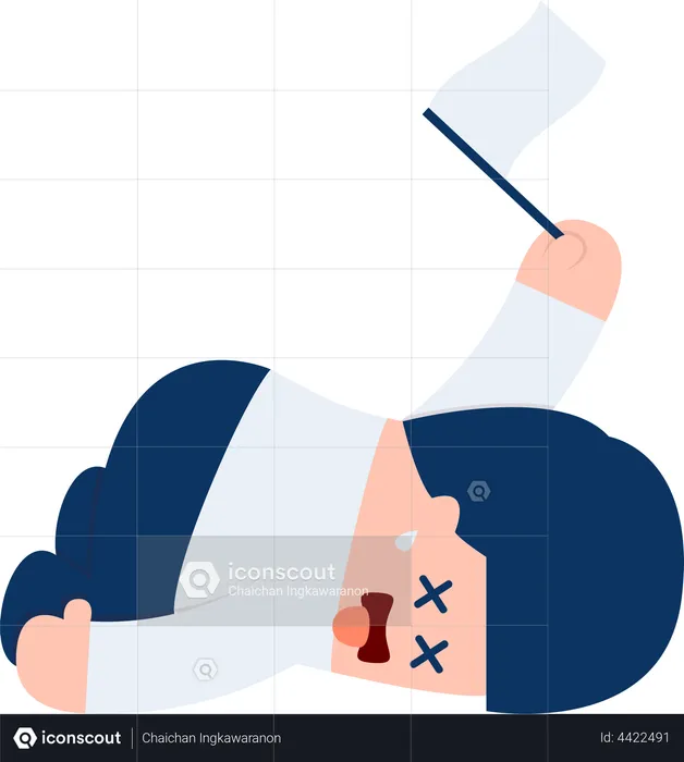 Exhausted businessman lying down on the floor and surrender  Illustration