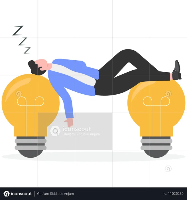 Exhausted employee unable to think ideas  Illustration