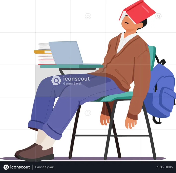 Exhausted student is tired  Illustration