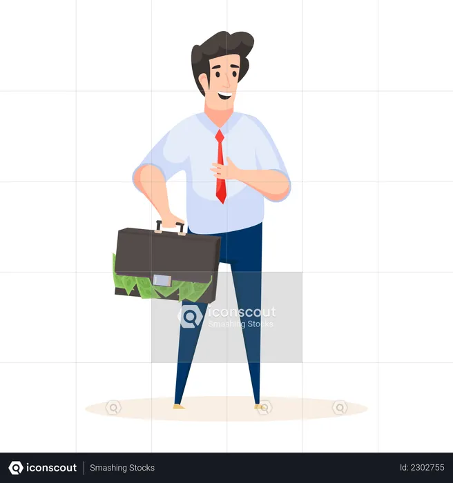 Experienced businessman holding briefcase  Illustration