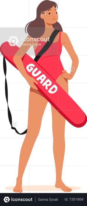 Experienced Female Lifeguard Ensuring Safety  Illustration