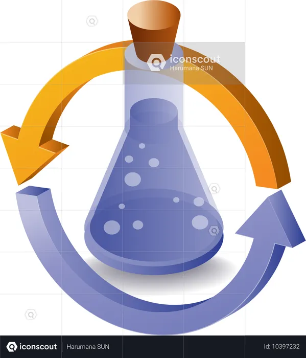 実験室ボトル矢印回転円  イラスト