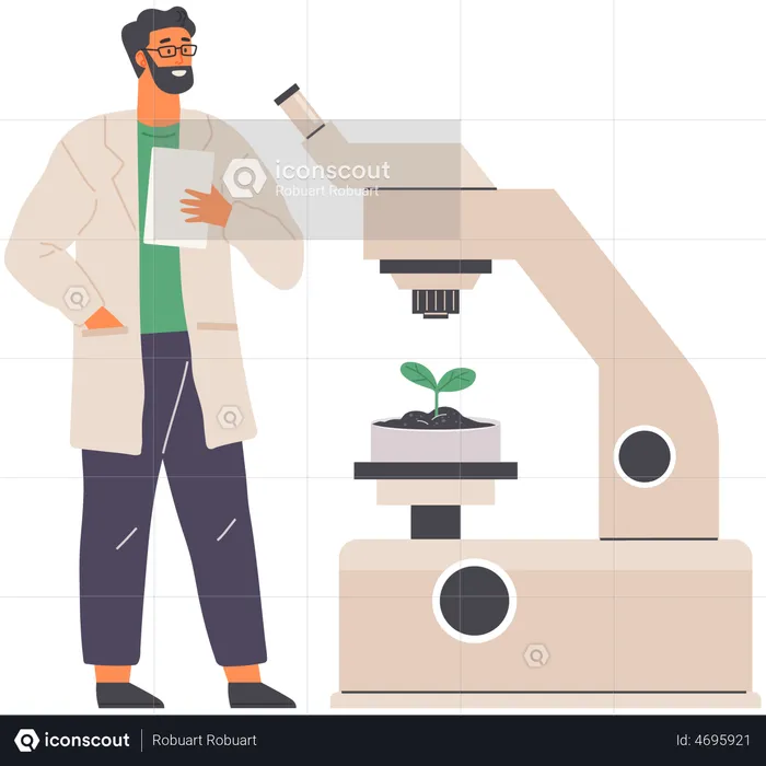 Experimento de microbiologia na planta  Ilustração