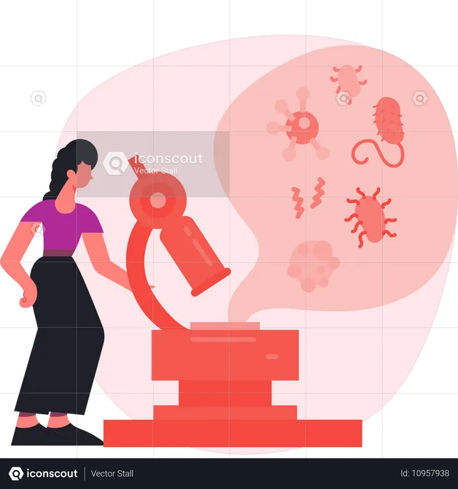 Experimento femenino con virus  Ilustración