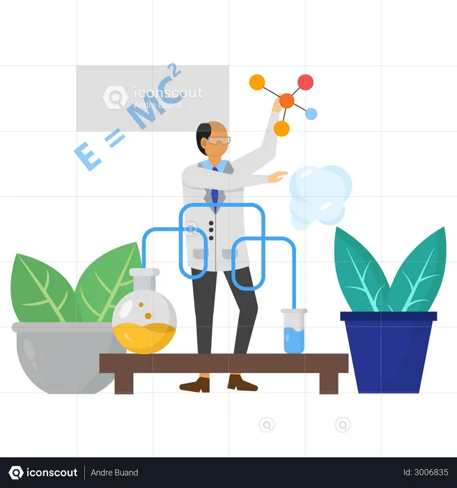 Experiência química com tubo de ensaio  Ilustração