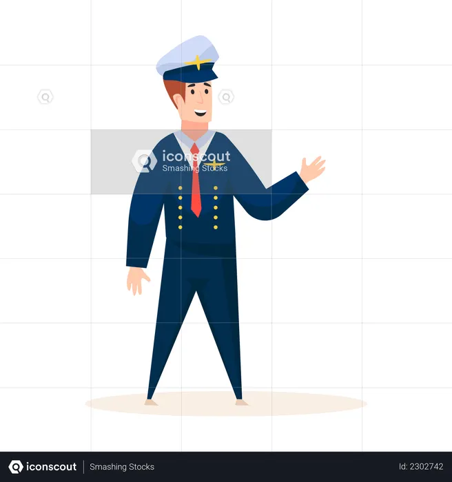 Expert airplane pilot in uniform  Illustration