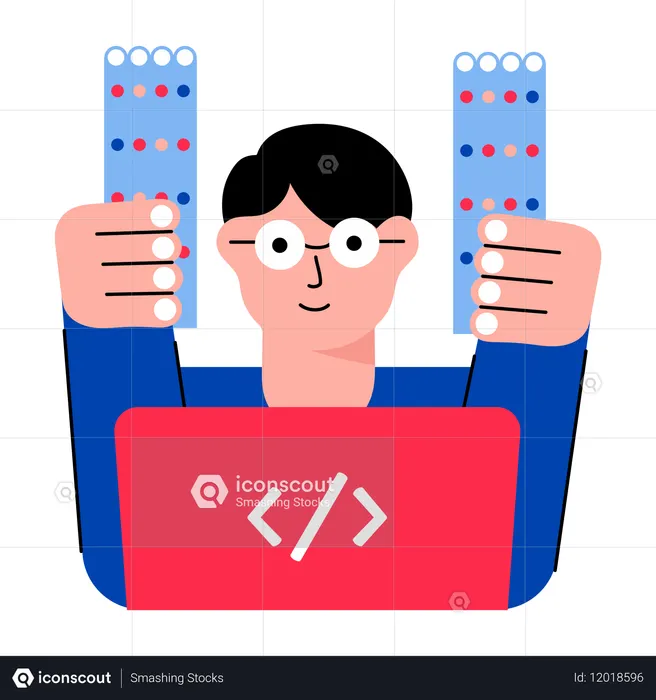 Expert coder doing coding  Illustration