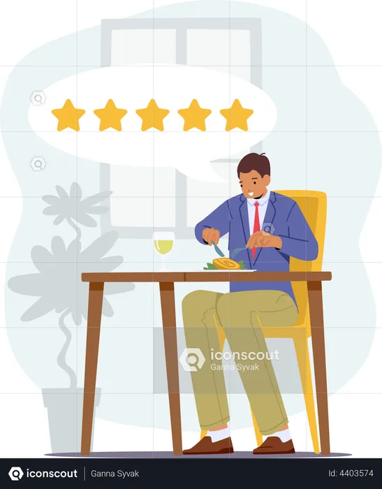 Expert Visiting Restaurant for Trying Food and Making Reviews  Illustration