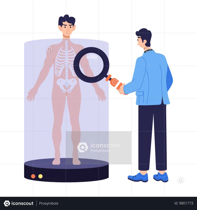 Exploración de radioscopia realizada por el médico  Ilustración