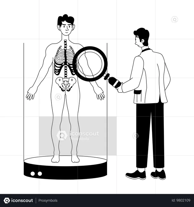 Exploración de radioscopia realizada por el médico  Ilustración