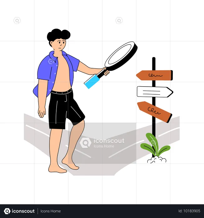 Explorador masculino encontrando direção  Ilustração