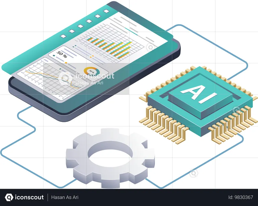 Exploring AI Processes in Technology Data Analysis  Illustration