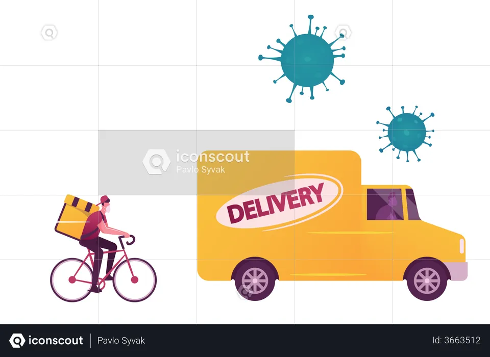 Express Delivery Service during Coronavirus Pandemic  Illustration