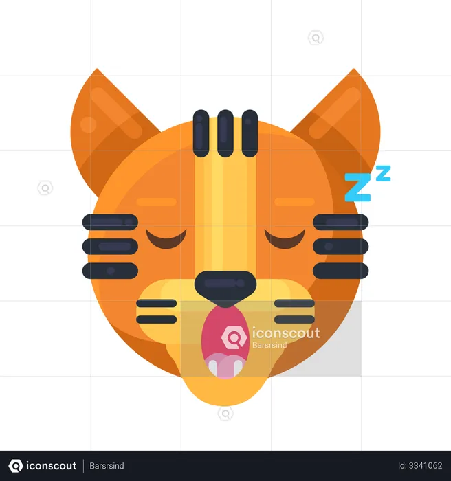 Expressão de tigre dormindo Emoji Ilustração