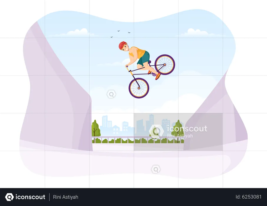 Extreme BMX bicycle stunt  Illustration