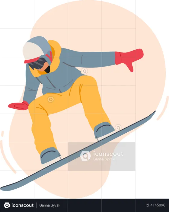 Extreme outdoors snowboarding sport  Illustration