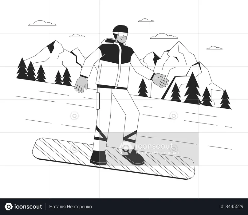 Extreme snowboarder going down hill 2  Illustration