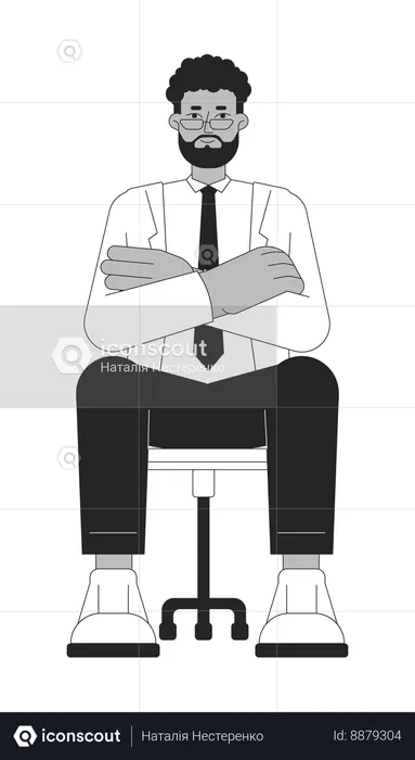 Eyeglasses bearded black male job candidate  Illustration