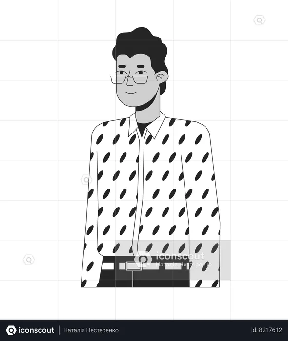 Eyeglasses indian man in designer shirt  Illustration