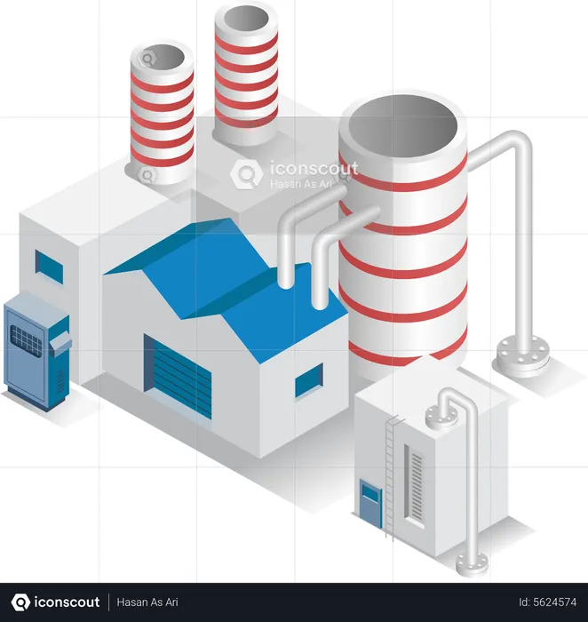 Fabrica con chimenea  Ilustración