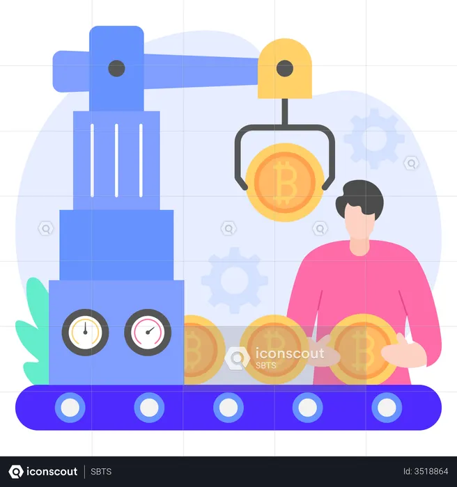 Fábrica de criptomoedas  Ilustração