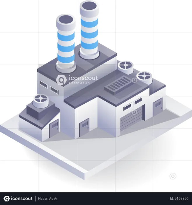 Edificio de tecnología industrial de fábrica.  Ilustración