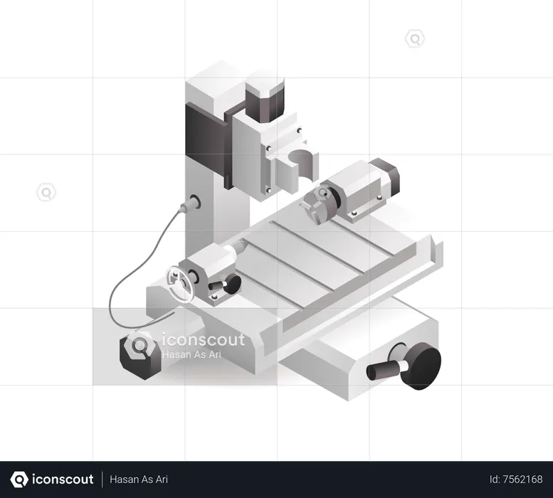 Tecnología de máquina herramienta de torno cnc industrial de fábrica con inteligencia artificial  Ilustración