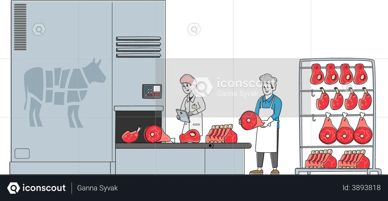 Fabrication de viande  Illustration