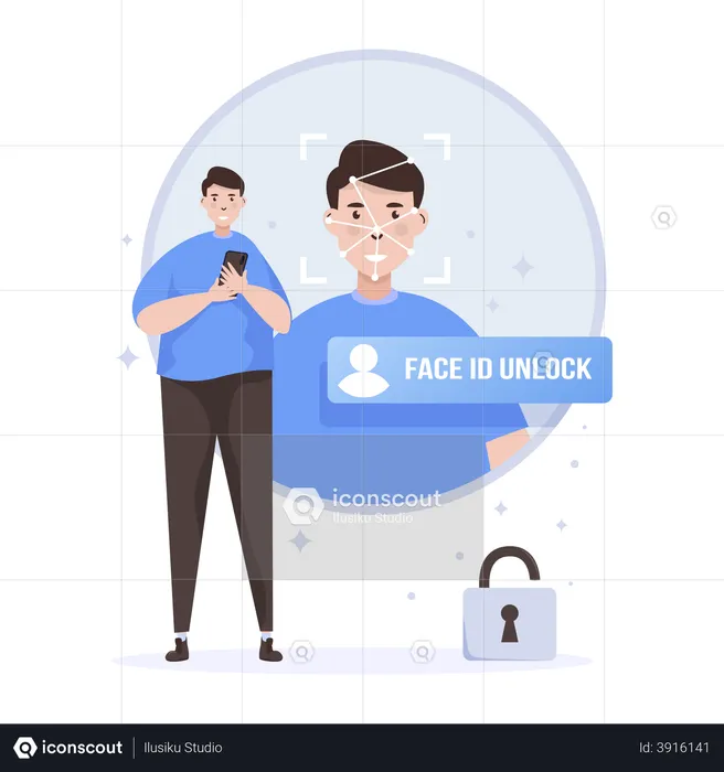 Face ID to unlock screen  Illustration