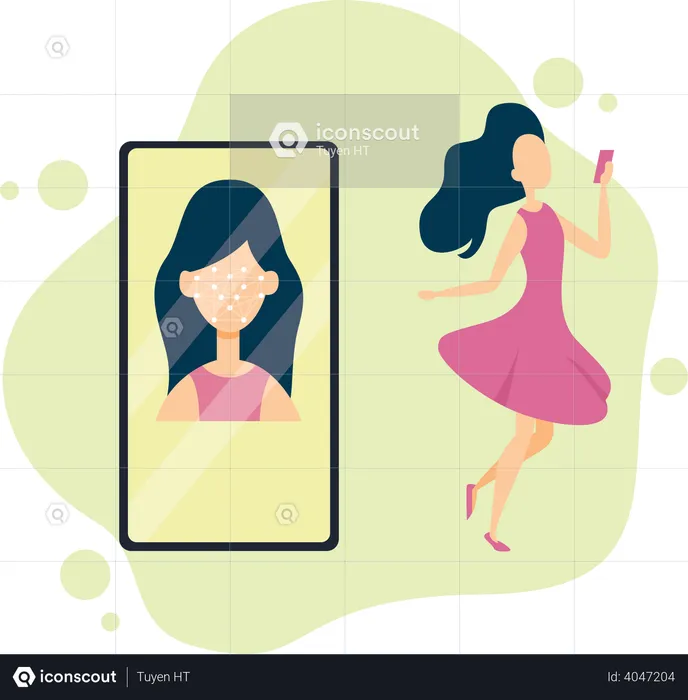 Face recognition by app  Illustration