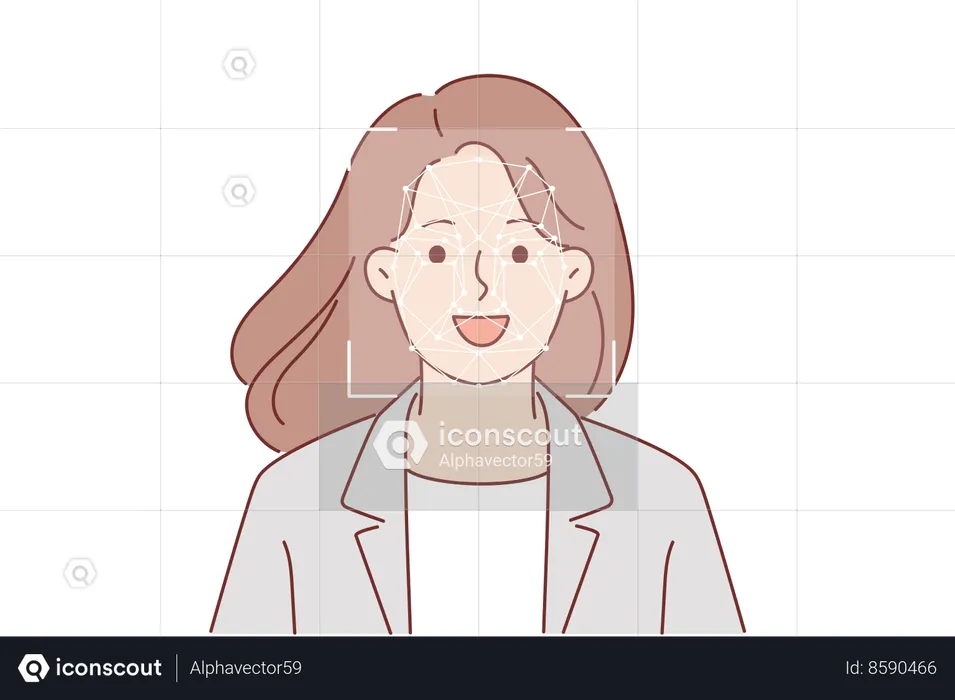 Face recognition of woman  Illustration