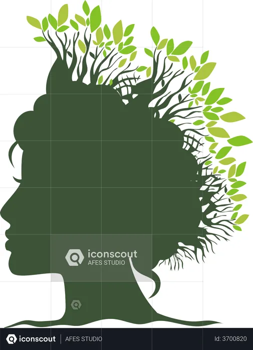 Face with tree leaves  Illustration